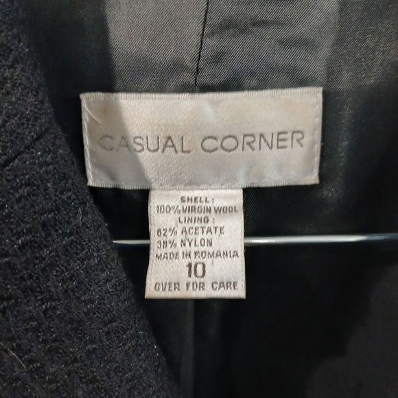 Vintage Black 100% Wool Button Down Blazer Jacket Lined Size:10 - Picture 9 of 11